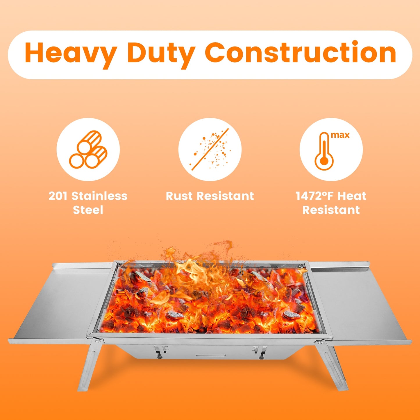 3-in-1 Foldable Charcoal Grill, Portable Fire Pit & Slow Cooker – Stainless Steel BBQ for Camping, Tailgating & Backyard